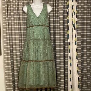 Turquoise and brown dress